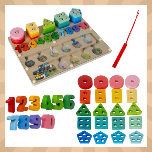 Montessori Lernspielzeug Holzsortierer 3 - in - 1 Magnetlabyrinth 30x22,5 cm - Easy2sell - Deluxe
