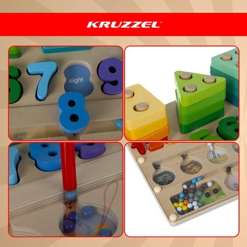 Montessori Lernspielzeug Holzsortierer 3 - in - 1 Magnetlabyrinth 30x22,5 cm - Easy2sell - Deluxe