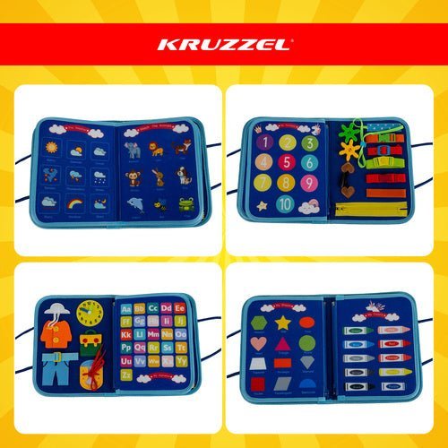 Montessori Sensorikbuch Motorikspielzeug aus Filz für Kinder – Blau - Easy2sell - Deluxe