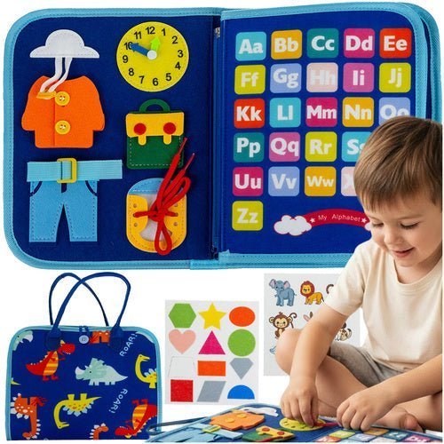 Montessori Sensorikbuch Motorikspielzeug aus Filz für Kinder – Blau - Easy2sell - Deluxe