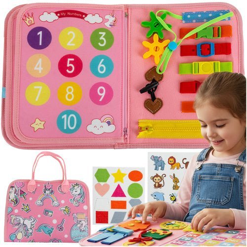 Montessori Sensory Buch – Motorik Spielzeug aus Filz für Kinder, Rosa - Easy2sell - Deluxe