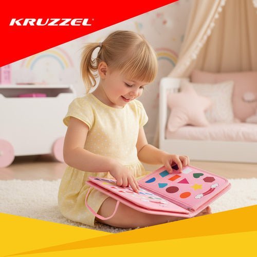 Montessori Sensory Buch – Motorik Spielzeug aus Filz für Kinder, Rosa - Easy2sell - Deluxe