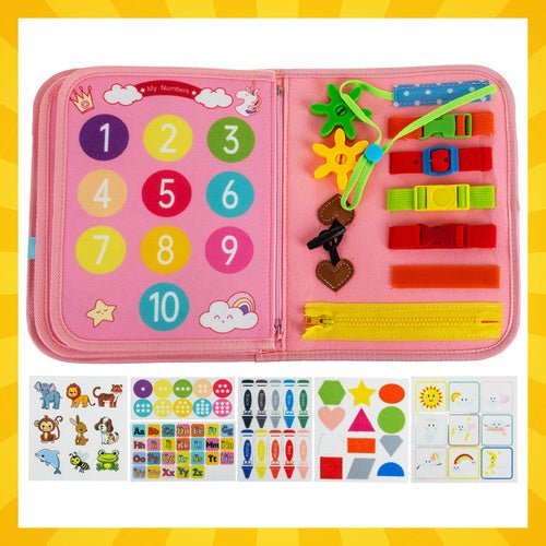 Montessori Sensory Buch – Motorik Spielzeug aus Filz für Kinder, Rosa - Easy2sell - Deluxe