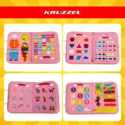 Montessori Sensory Buch – Motorik Spielzeug aus Filz für Kinder, Rosa - Easy2sell - Deluxe