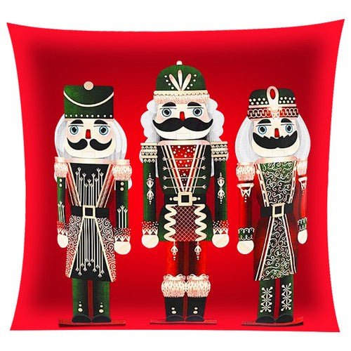 Nussknacker Kissenbezug 40x40 cm – Plüsch Dekokissen Weihnachten Rot - Grün - Easy2sell - Deluxe