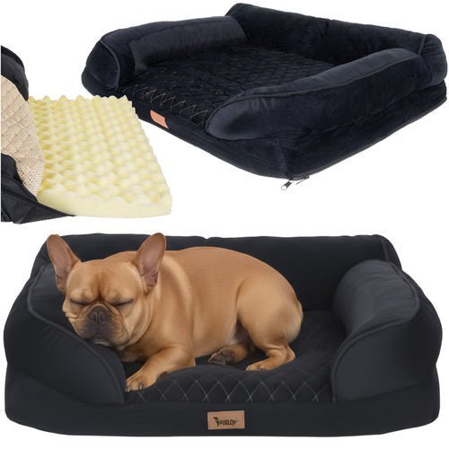 Orthopädisches Hundebett S – 65x55x18 cm Schaumstoff Matratze Schwarz - Easy2sell - Deluxe