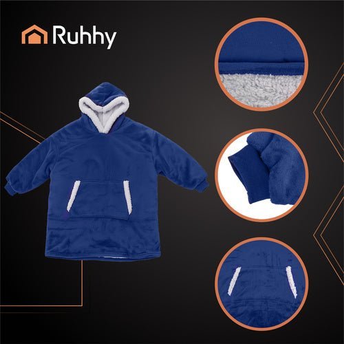 Oversize Decken - Sweatshirt mit Kapuze – XXL Kuschelpulli, Marineblau - Easy2sell - Deluxe