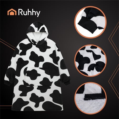 Oversize Decken - Sweatshirt XXL Hoodie mit Kapuze Warm Schwarz - Weiß - Easy2sell - Deluxe