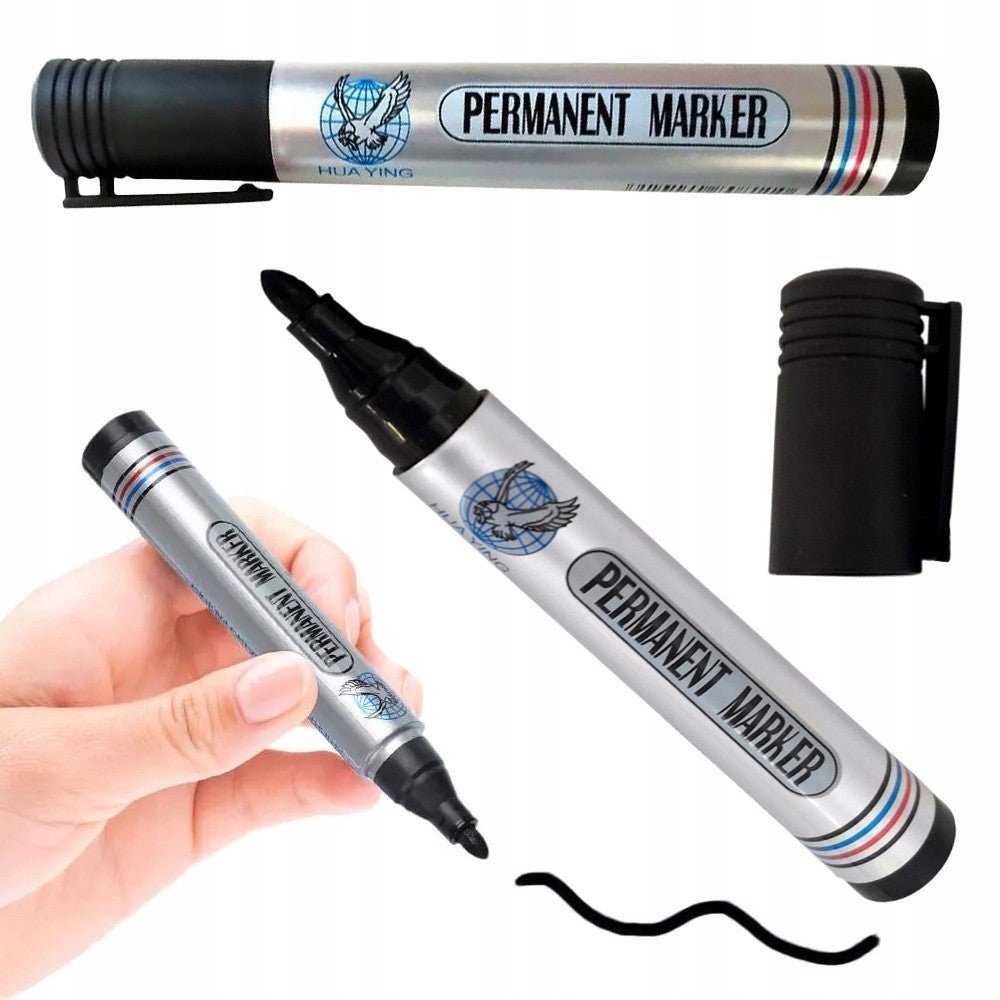 Permanentmarker Schwarz 5er Set – Wasserfest & Langlebig - Rundspitze für Schule - Easy2sell - Deluxe