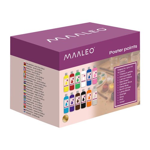 Plakatfarben - 12er Set x 500ml Maaleo 26340 - Easy2sell - Deluxe