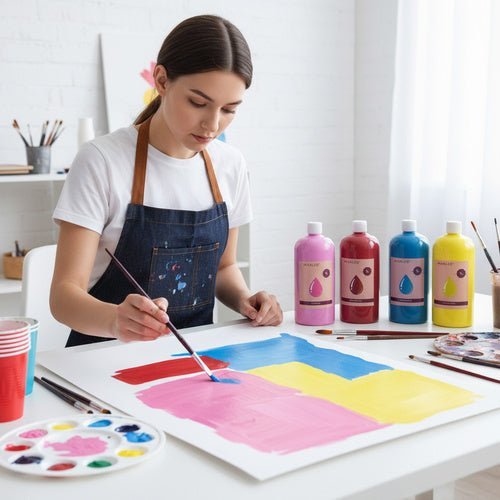 Plakatfarben Set 12 x 1000 ml – Matte Schulfarben mit hoher Deckkraft - Easy2sell - Deluxe