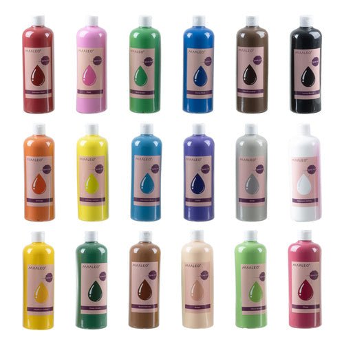 Plakatfarben Set 18 x 500 ml – Abwaschbare Schulfarben mit Hoher Deckkraft - Easy2sell - Deluxe