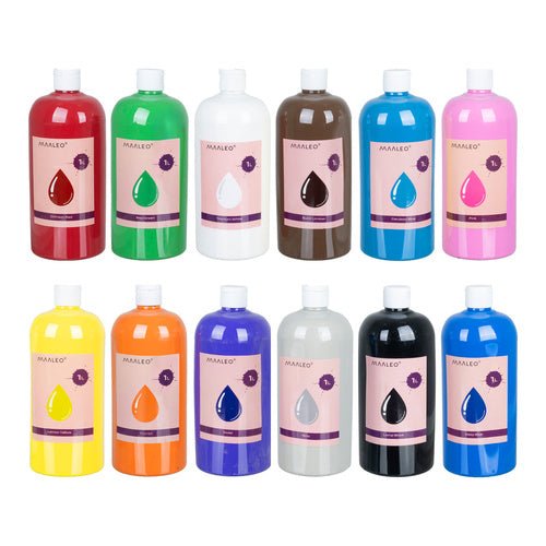 Plakatfarben - Set mit 12 Stück x 1L Maaleo 26345 - Easy2sell - Deluxe