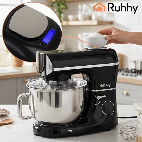 Planeten - Küchenmaschine mit beheizter 5,5L Schüssel und Waage, Schwarz - Easy2sell - Deluxe