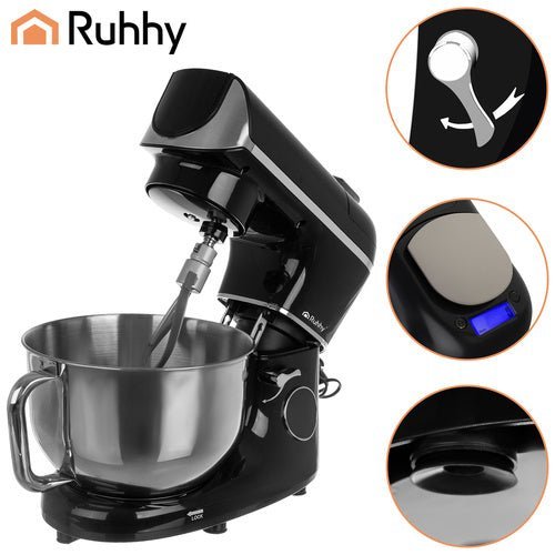 Planeten - Küchenmaschine mit beheizter 5,5L Schüssel und Waage, Schwarz - Easy2sell - Deluxe