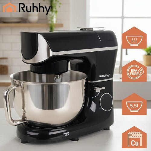 Planeten - Küchenmaschine mit beheizter 5,5L Schüssel und Waage, Schwarz - Easy2sell - Deluxe