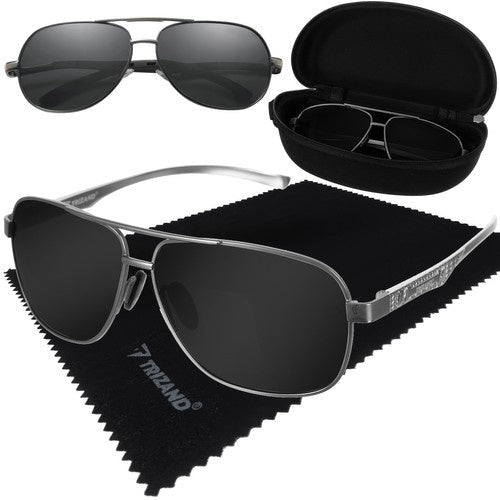 Polarisierte Sonnenbrille mit UV - Schutz und Etui schwarz/silber - Easy2sell - Deluxe