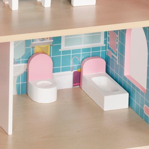 Puppenhaus aus Holz mit LED - Beleuchtung – 3 Ebenen inkl. Möbel & Zubehör - Easy2sell - Deluxe
