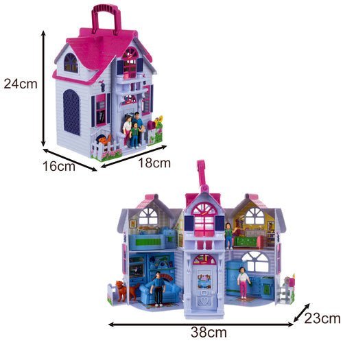 Puppenhaus Klappbar mit 6 Zimmern – Spielset mit Möbeln und Figuren - Easy2sell - Deluxe