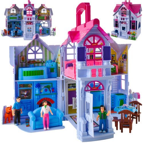 Puppenhaus Klappbar mit 6 Zimmern – Spielset mit Möbeln und Figuren - Easy2sell - Deluxe