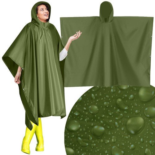 Regenponcho mit Windschutz und Bewegungsfreiheit, grün - Easy2sell - Deluxe