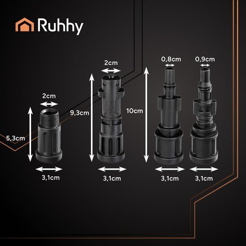 Rohrreinigungsschlauch 15m Hochdruckreiniger Set mit 4 Adaptern Schwarz - Easy2sell - Deluxe