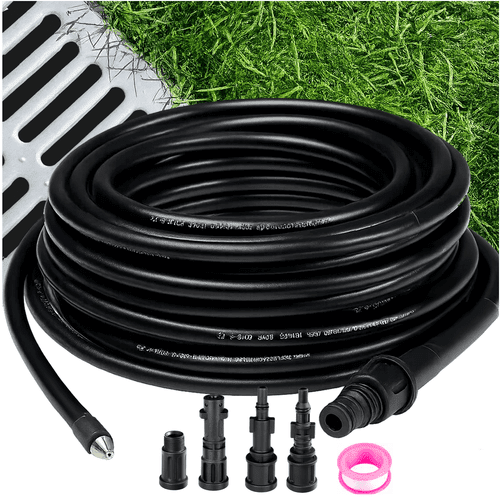 Rohrreinigungsschlauch 15m Hochdruckreiniger Set mit 4 Adaptern Schwarz - Easy2sell - Deluxe