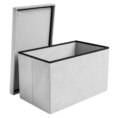 Samtpouf mit Stauraum – Klappbarer Sitzhocker, 54L, Grau, 60x30x30 cm - Easy2sell - Deluxe