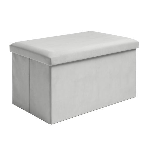 Samtpouf mit Stauraum – Klappbarer Sitzhocker, 54L, Grau, 60x30x30 cm - Easy2sell - Deluxe
