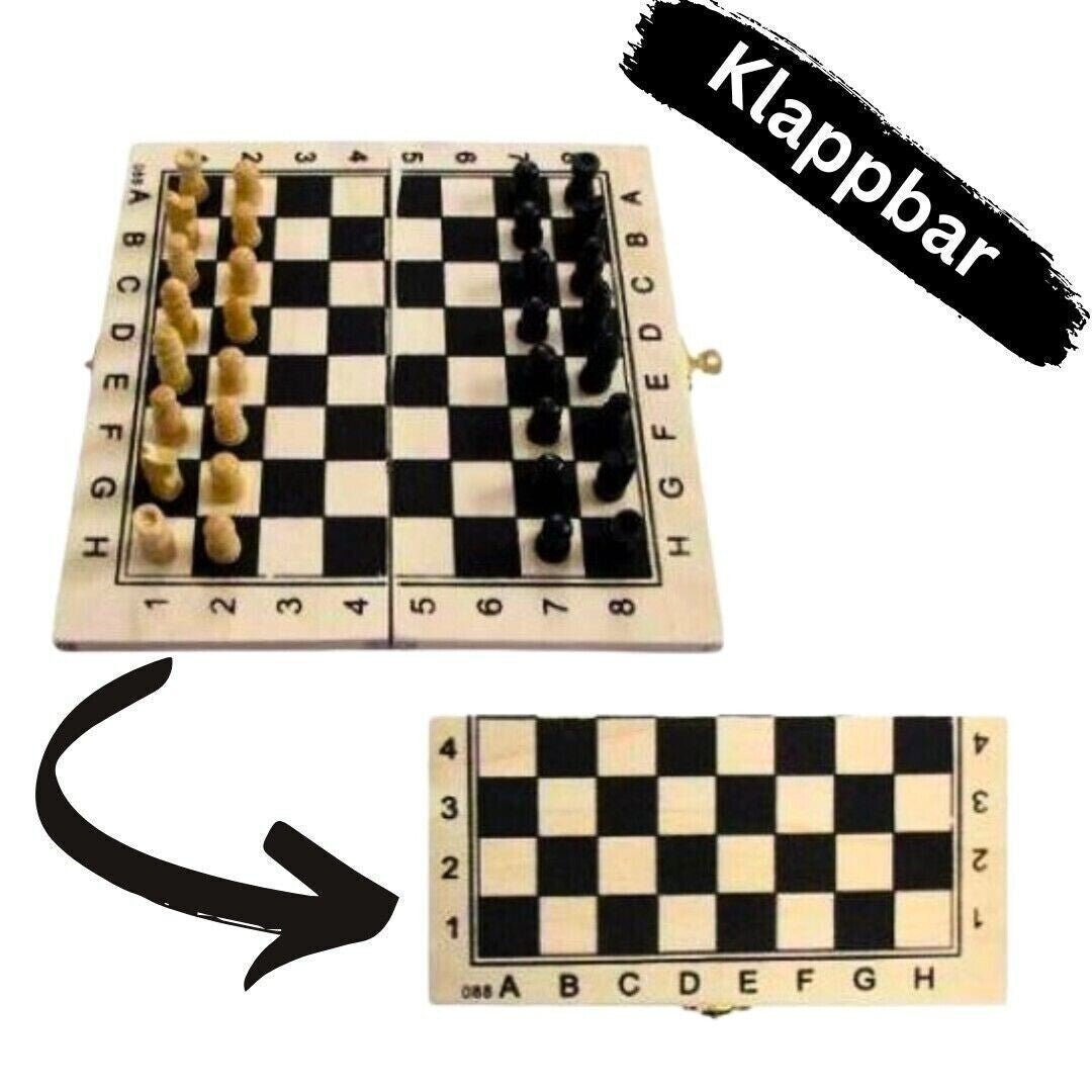 Schach Schachbrett Holz Schachspiel Reisen klappbares Brett Holzbox Reiseschach - Easy2sell - Deluxe
