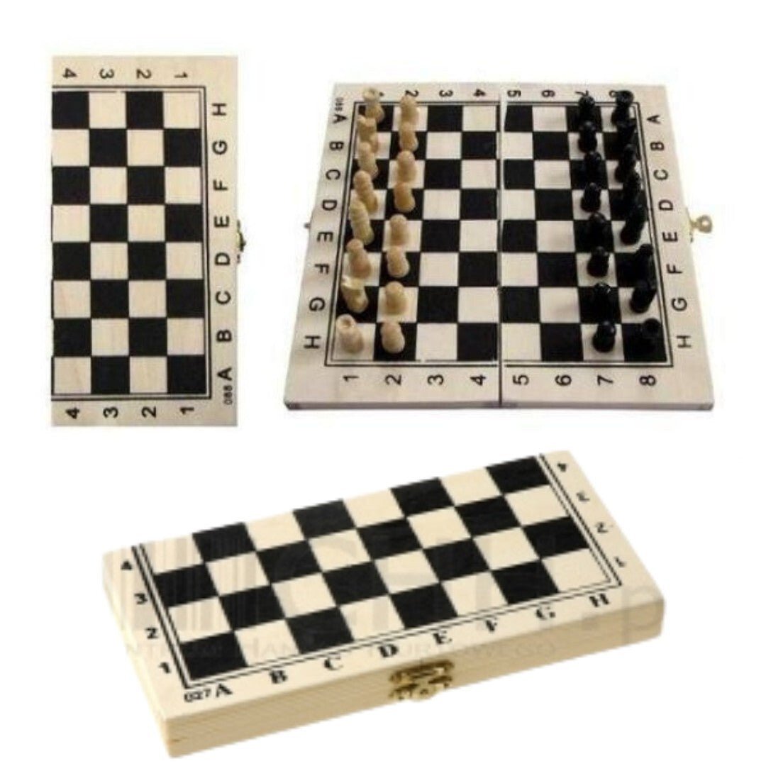 Schach Schachbrett Holz Schachspiel Reisen klappbares Brett Holzbox Reiseschach - Easy2sell - Deluxe