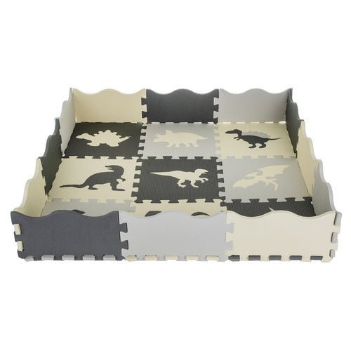 Schaumstoffpuzzle Spielmatte 35 Teile – Baby Krabbelmatte Grau - Gelb - Easy2sell - Deluxe