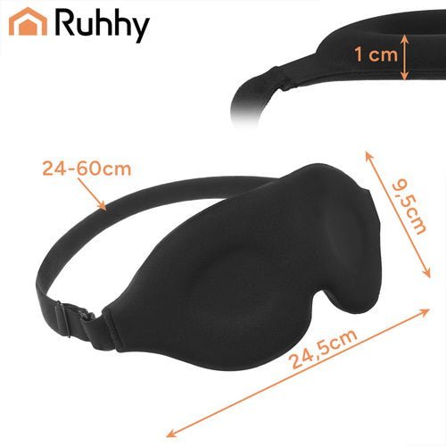 Ruhhy 27198 Ergonomische 3D-Schlafmaske, schwarz