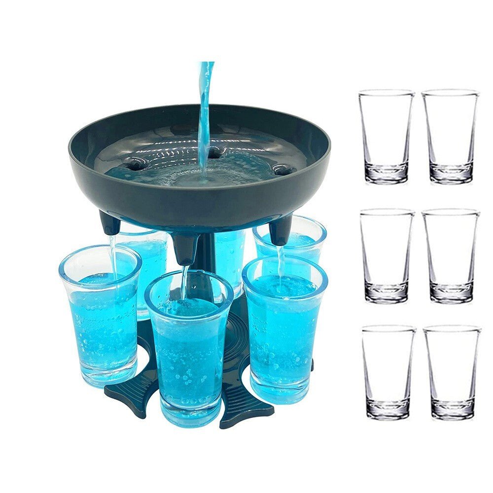 Schnaps Spender Ausgießer Set Likör inkl. 6 Shot Pinneken Gläser Party Spiel - Easy2sell - Deluxe