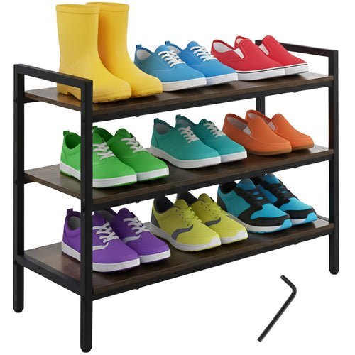 Schuhregal mit 3 Ablagen – Metall & Holzoptik, Loft - Design, 79x30x58,5 cm - Easy2sell - Deluxe