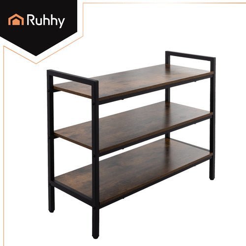 Schuhregal mit 3 Ablagen – Metall & Holzoptik, Loft - Design, 79x30x58,5 cm - Easy2sell - Deluxe