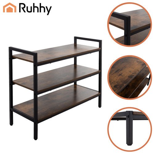 Schuhregal mit 3 Ablagen – Metall & Holzoptik, Loft - Design, 79x30x58,5 cm - Easy2sell - Deluxe