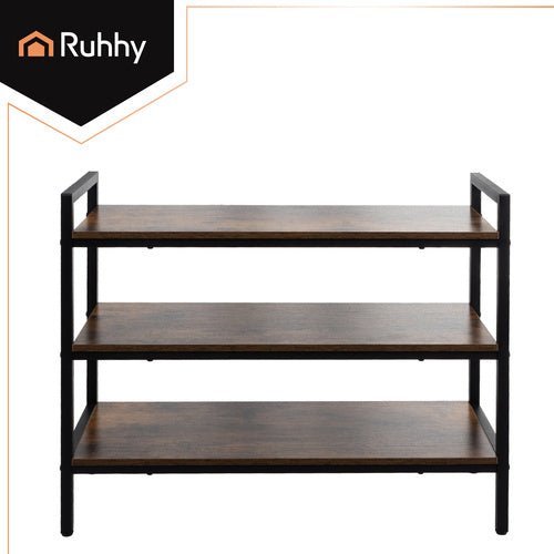 Schuhregal mit 3 Ablagen – Metall & Holzoptik, Loft - Design, 79x30x58,5 cm - Easy2sell - Deluxe