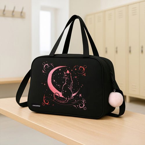 Schul - Umhängetasche 13L Sporttasche Schwarz Rosa mit Schlüsselanhänger - Easy2sell - Deluxe