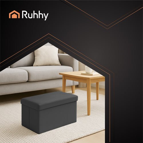 Schwarzer Samtpouf 60x30x30 cm Ruhhy 25995 - Easy2sell - Deluxe