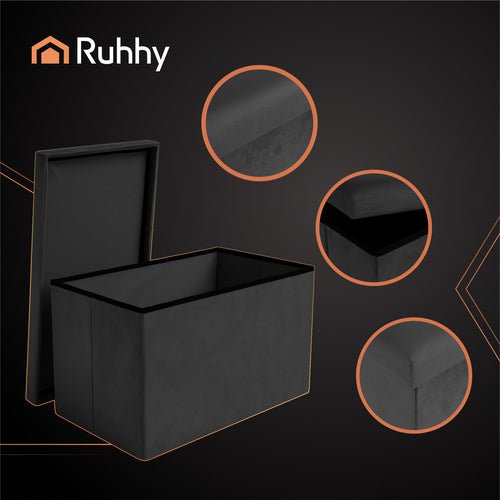 Schwarzer Samtpouf 60x30x30 cm Ruhhy 25995 - Easy2sell - Deluxe