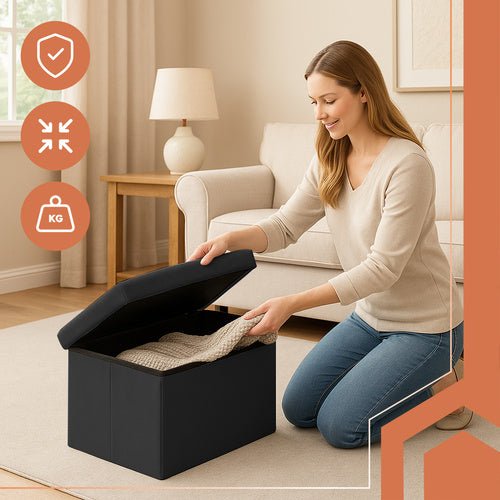 Schwarzer Samtpouf 60x30x30 cm Ruhhy 25995 - Easy2sell - Deluxe