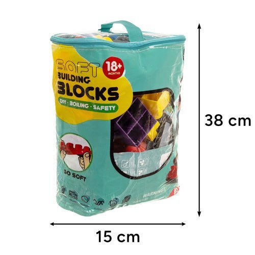 Sensorik - Gummiblöcke Set mit 80 Weichen Bausteinen im Koffer, Bunt - Easy2sell - Deluxe