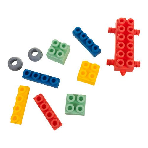 Sensorik - Gummiblöcke Set mit 80 Weichen Bausteinen im Koffer, Bunt - Easy2sell - Deluxe