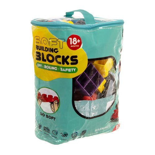 Sensorik - Gummiblöcke Set mit 80 Weichen Bausteinen im Koffer, Bunt - Easy2sell - Deluxe