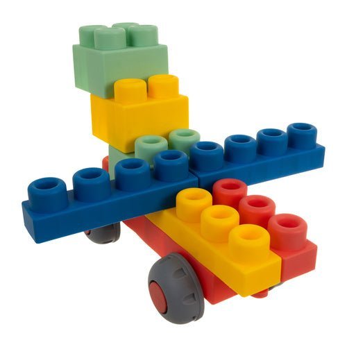 Sensorik - Gummiblöcke Set mit 80 Weichen Bausteinen im Koffer, Bunt - Easy2sell - Deluxe
