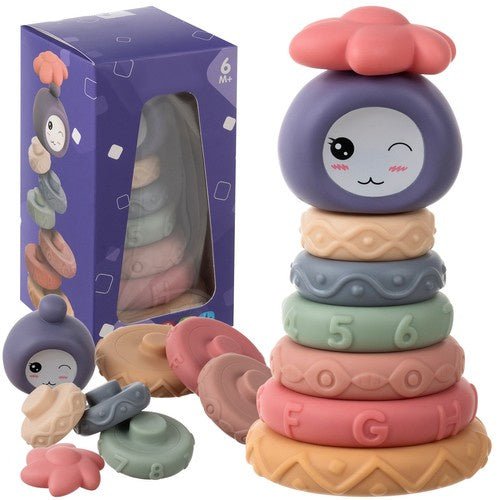 Sinnesblöcke für Babys – 8 Weiche Stapelsteine aus Gummi, Mehrfarbig - Easy2sell - Deluxe
