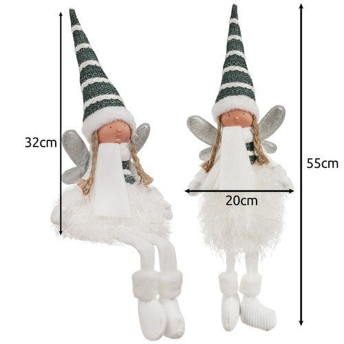 Sitzende Weihnachtsfigur mit Glitzerflügeln in Weiß - Easy2sell - Deluxe
