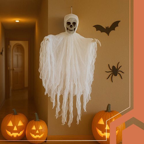 Skelett Hängedeko – Realistische Halloween Dekoration, Weiß, 70 x 60 cm - Easy2sell - Deluxe