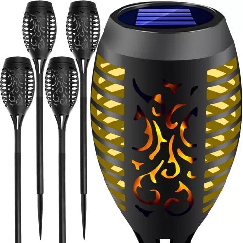 Solar - Gartenlampe mit Flammeneffekt, LED - Fackeln Warmweiß, 4er - Set - Easy2sell - Deluxe